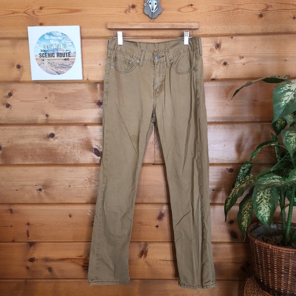 Levi's Other - Levis 💙 Mens 514 Slim Fit Straight Leg Denim Khaki Tan Jeans White Tab 29 X 30"